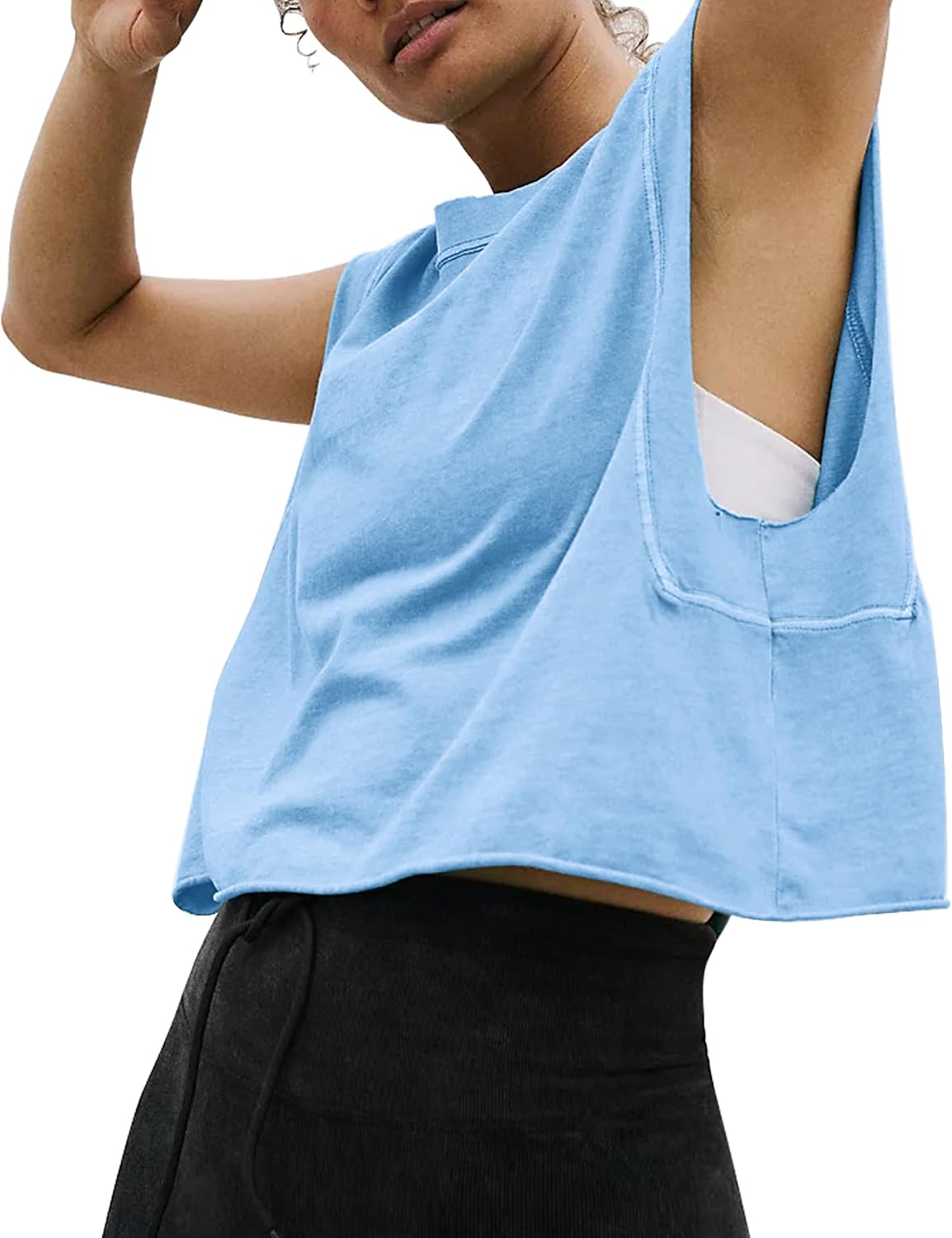 HUGOOME Women Workout Tank Tops Oversized Crop Sleeveless Tee Loose Fit Boxy Basic Yoga Active Summer T Shirts Gym 2026